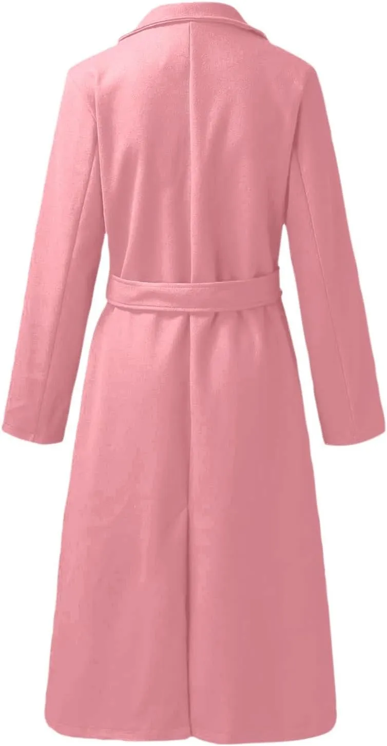 Trench Coat for Women 2024 Fuzzy Jacket Loose Fitting Warm Winter Outwear Fashion Lapel Jacket Coats Long Coat Women