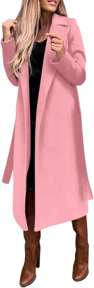 Trench Coat for Women 2024 Fuzzy Jacket Loose Fitting Warm Winter Outwear Fashion Lapel Jacket Coats Long Coat Women