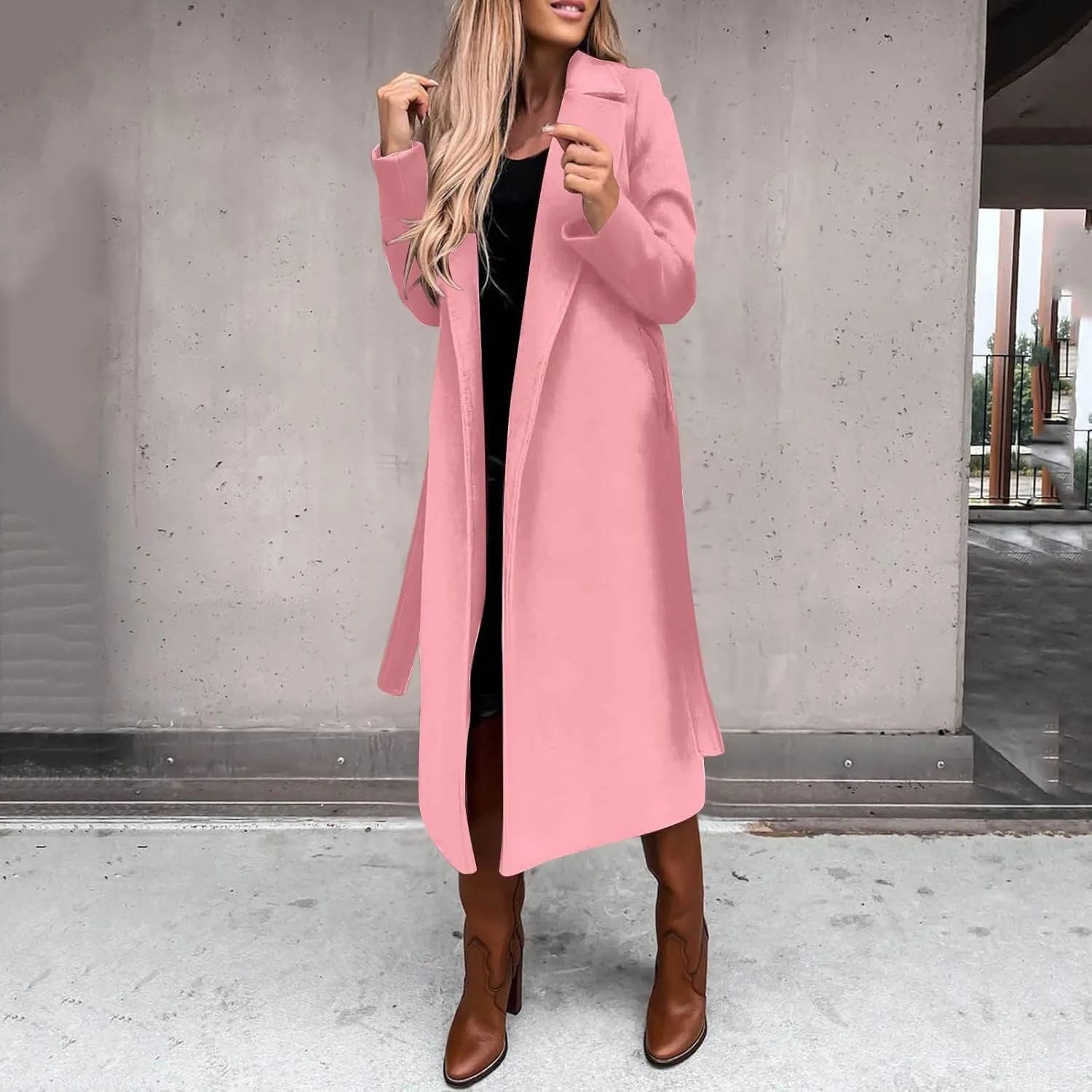 Trench Coat for Women 2024 Fuzzy Jacket Loose Fitting Warm Winter Outwear Fashion Lapel Jacket Coats Long Coat Women