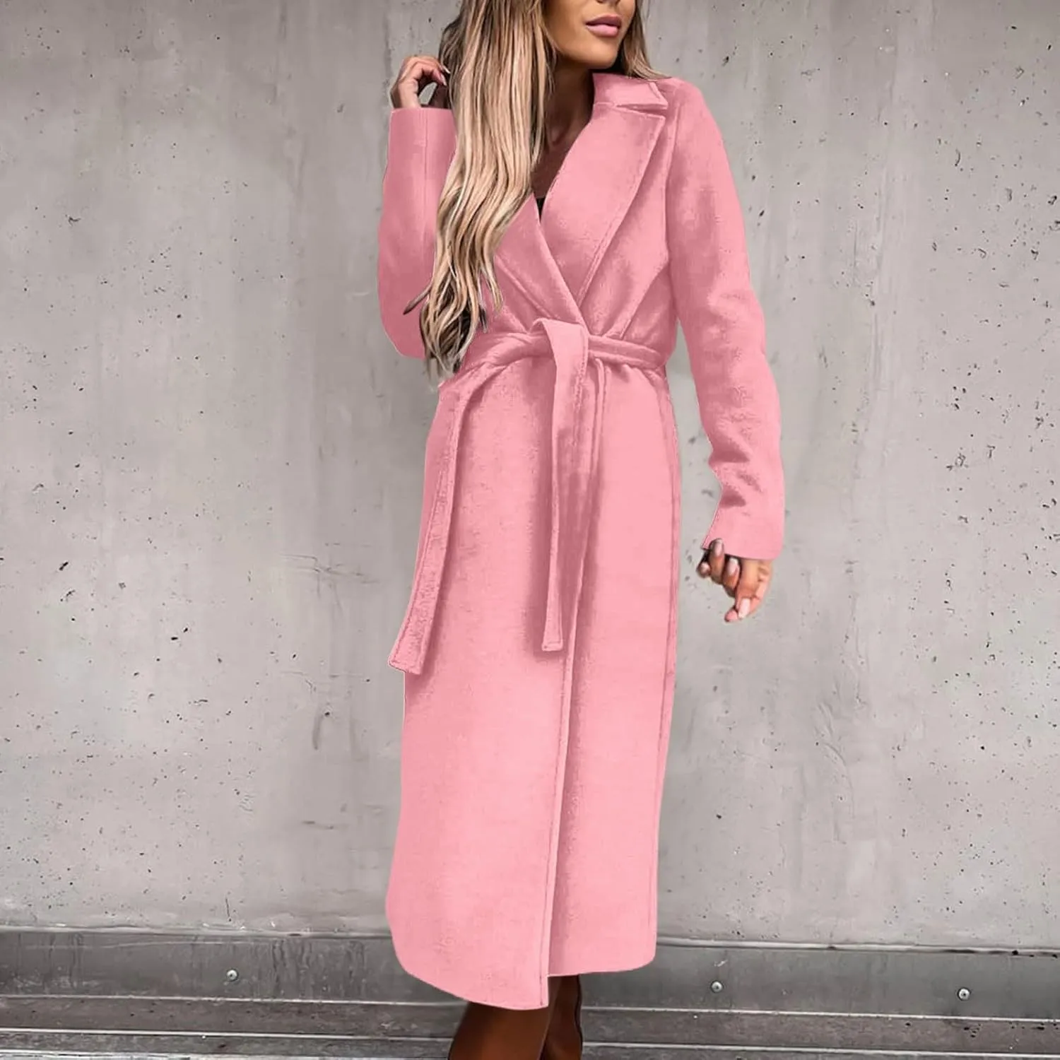 Trench Coat for Women 2024 Fuzzy Jacket Loose Fitting Warm Winter Outwear Fashion Lapel Jacket Coats Long Coat Women