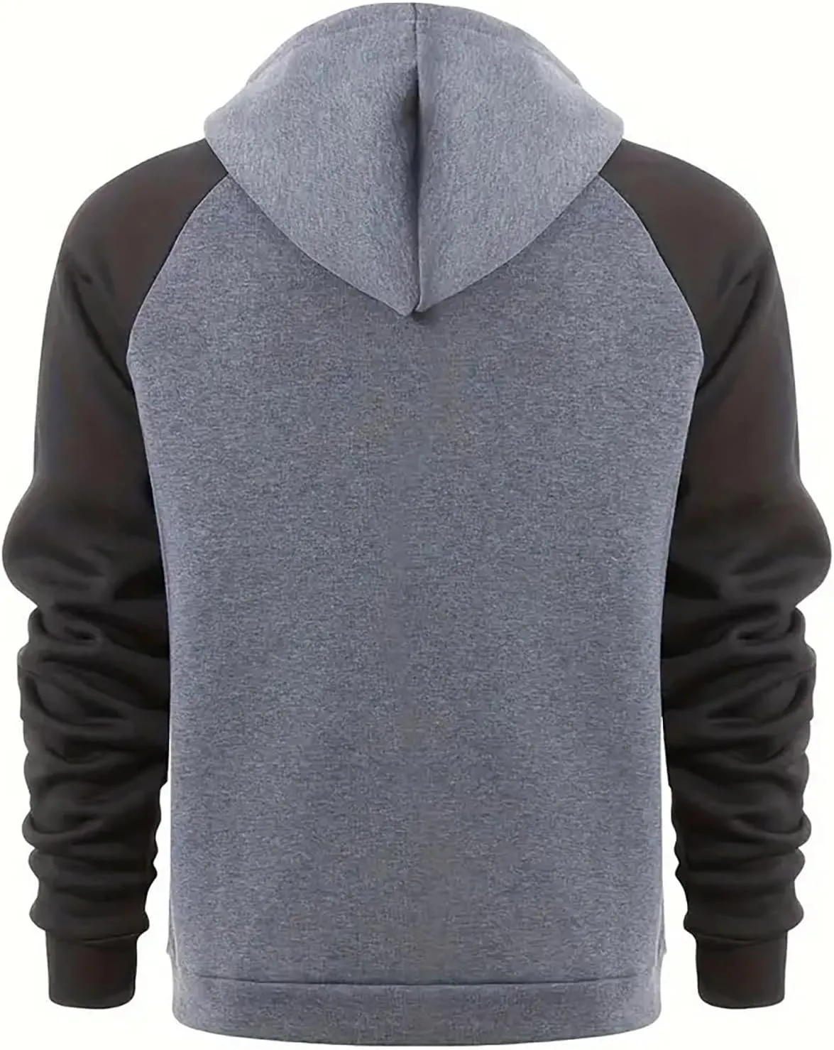 Trendy Athletic Hoodies Sweatshirt for Men Full Zip Patchwork Long Sleeve Drawstring Hooded Pullover Top with Pockets