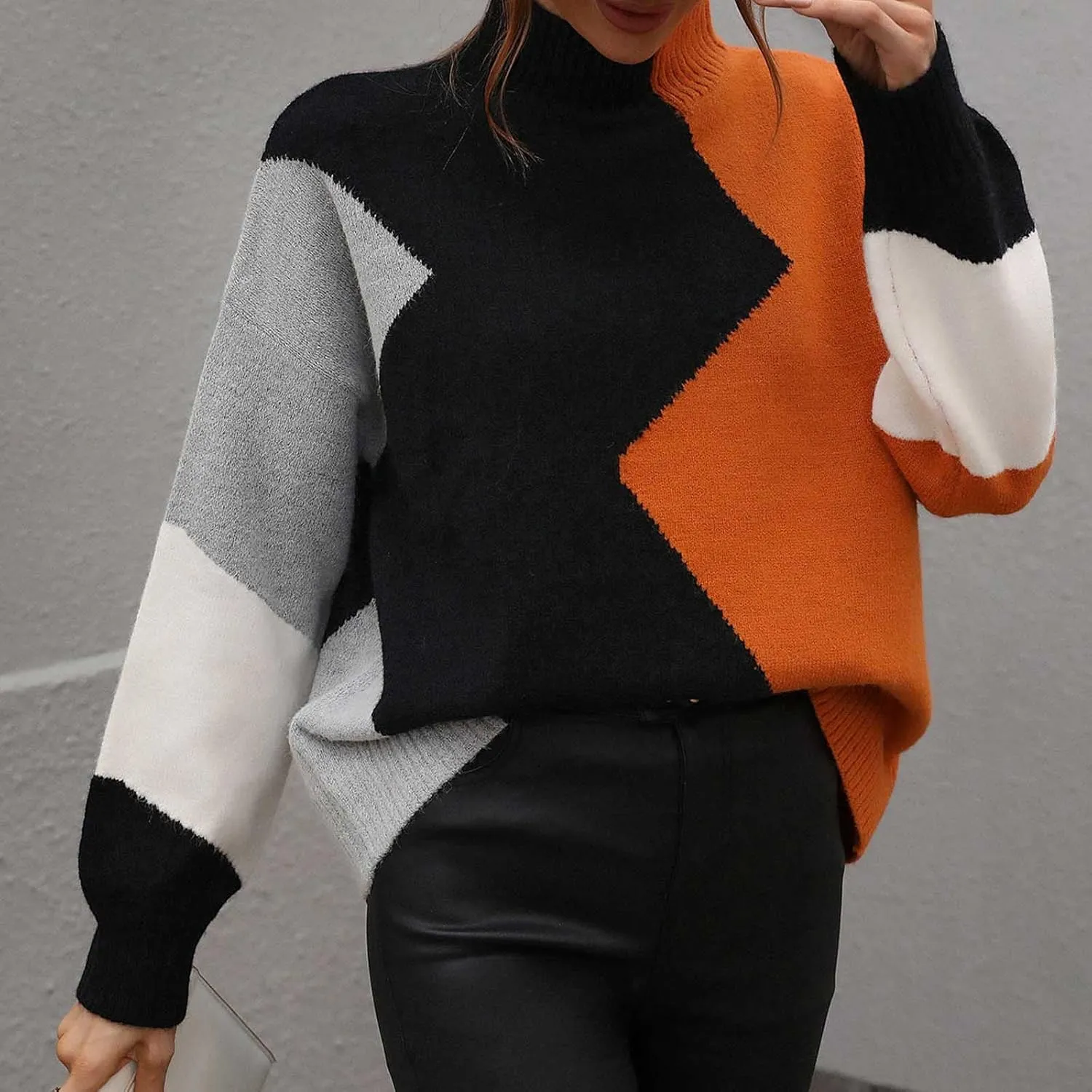 tuduoms Women's Oversized Cozy Turtleneck Sweater Chunky Long Sleeve Loose Casual Pullover Slouchy Knit Jumper Tunic Tops