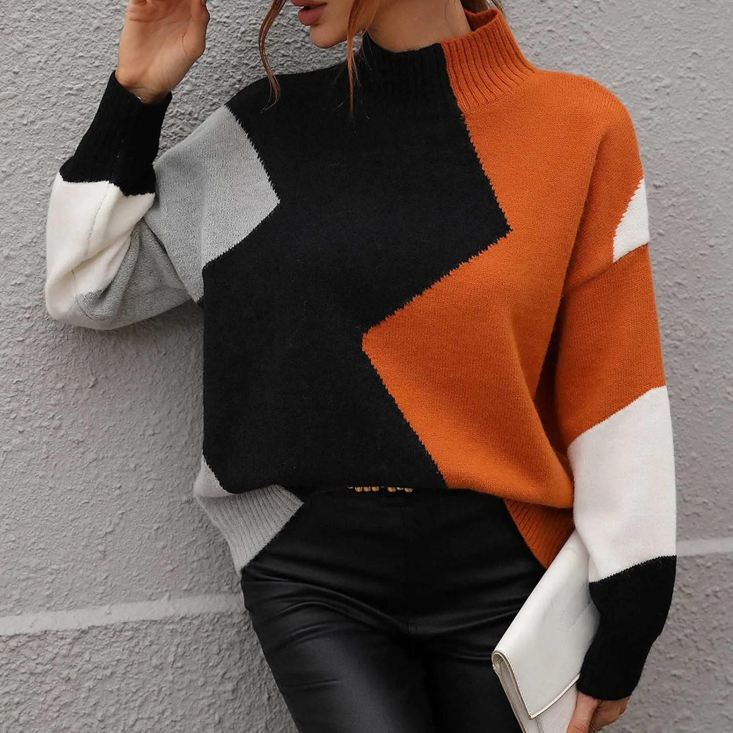 tuduoms Women's Oversized Cozy Turtleneck Sweater Chunky Long Sleeve Loose Casual Pullover Slouchy Knit Jumper Tunic Tops