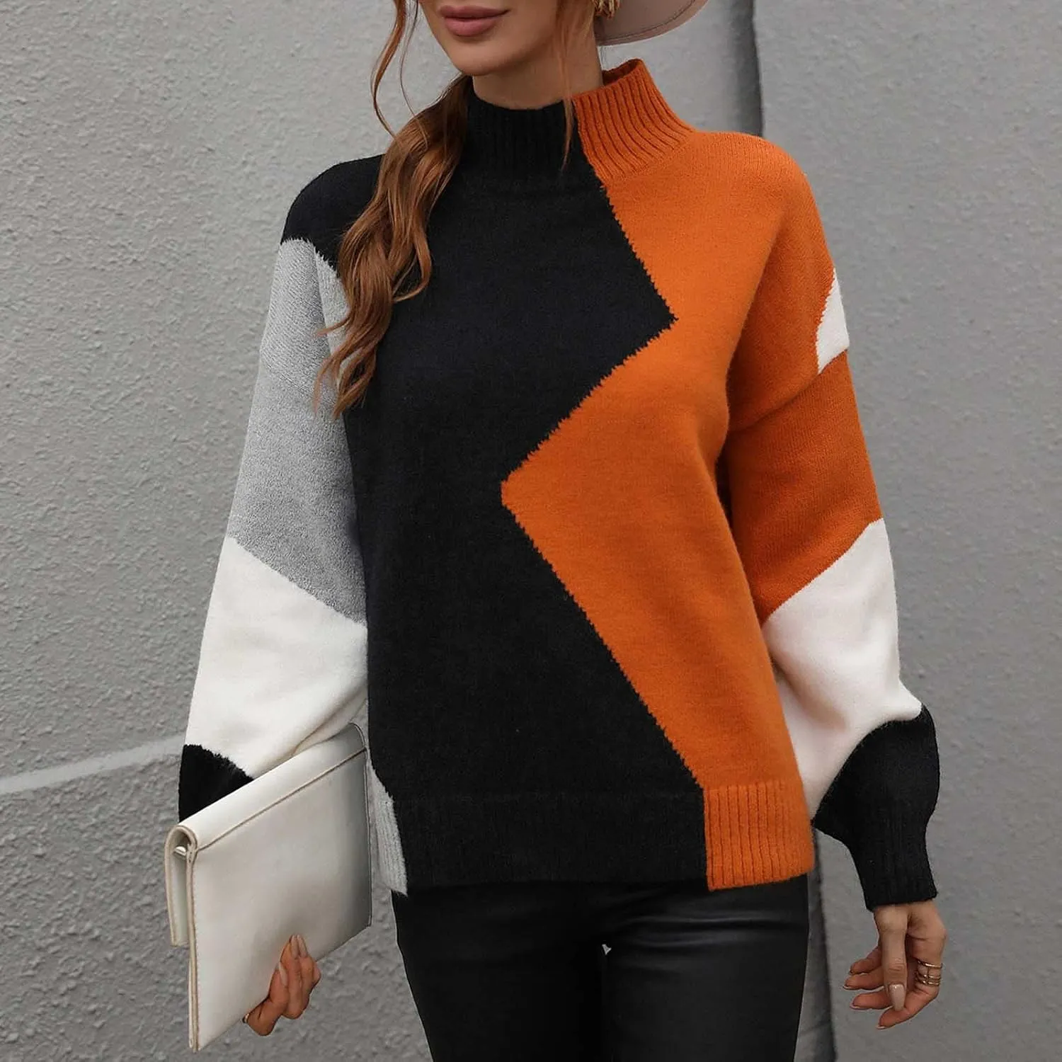 tuduoms Women's Oversized Cozy Turtleneck Sweater Chunky Long Sleeve Loose Casual Pullover Slouchy Knit Jumper Tunic Tops