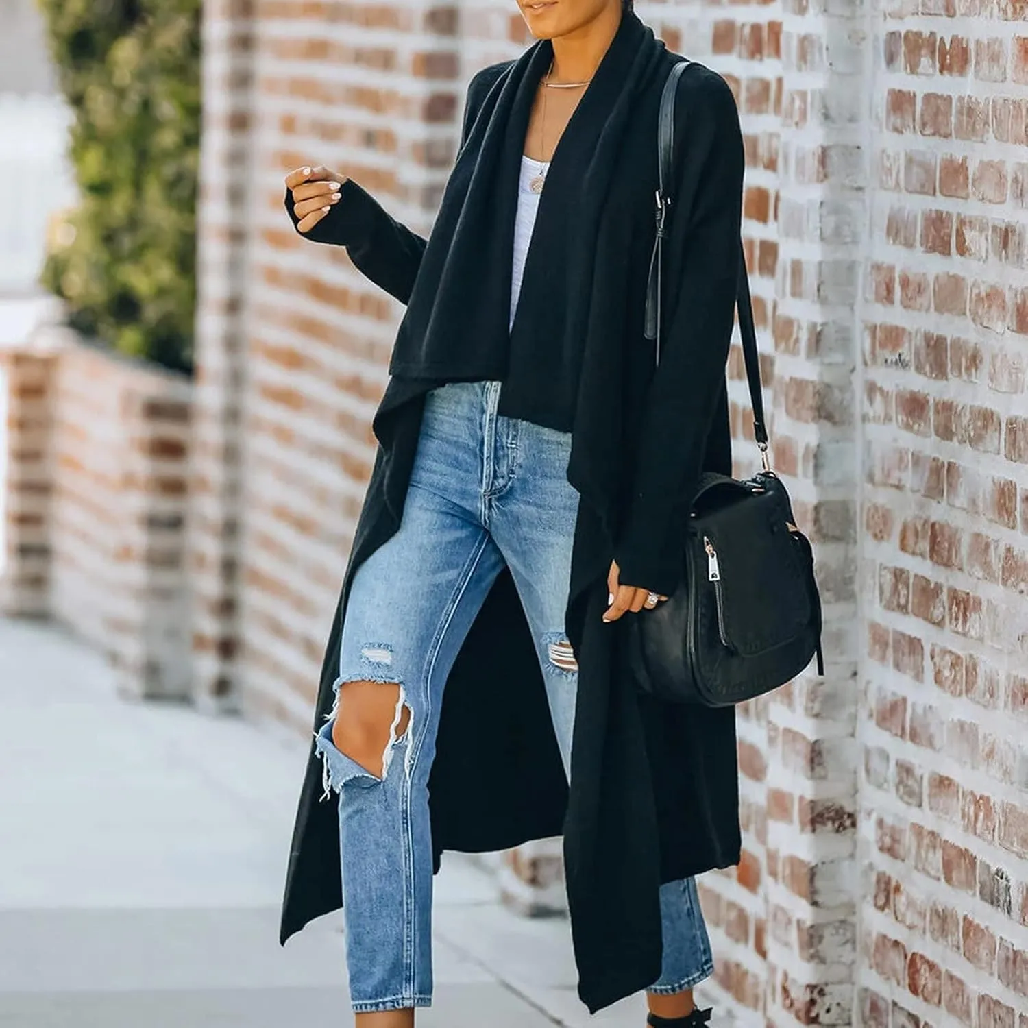 tuduoms Womens Plush Knit Long Cardigans Chunky Cozy Cardigan Sweaters Casual Pockets Draped Long Sleeve Open Front Kimono
