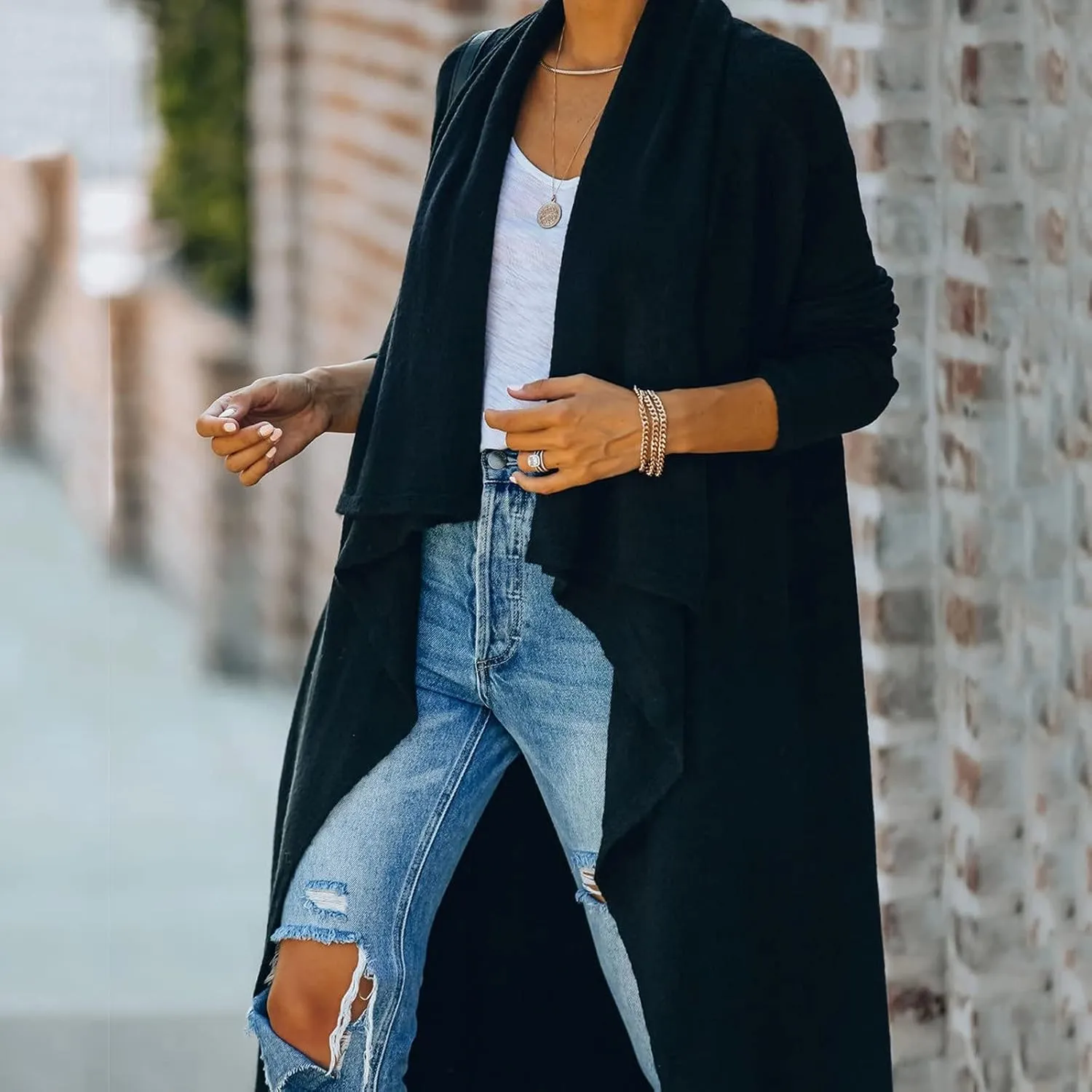 tuduoms Womens Plush Knit Long Cardigans Chunky Cozy Cardigan Sweaters Casual Pockets Draped Long Sleeve Open Front Kimono