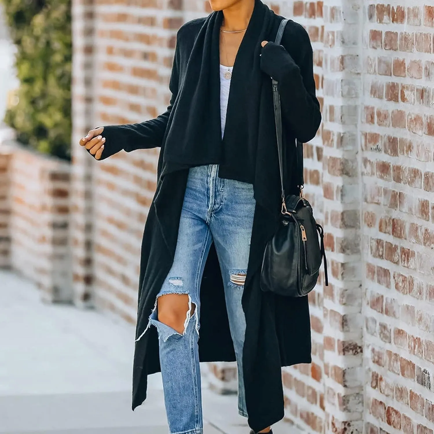 tuduoms Womens Plush Knit Long Cardigans Chunky Cozy Cardigan Sweaters Casual Pockets Draped Long Sleeve Open Front Kimono