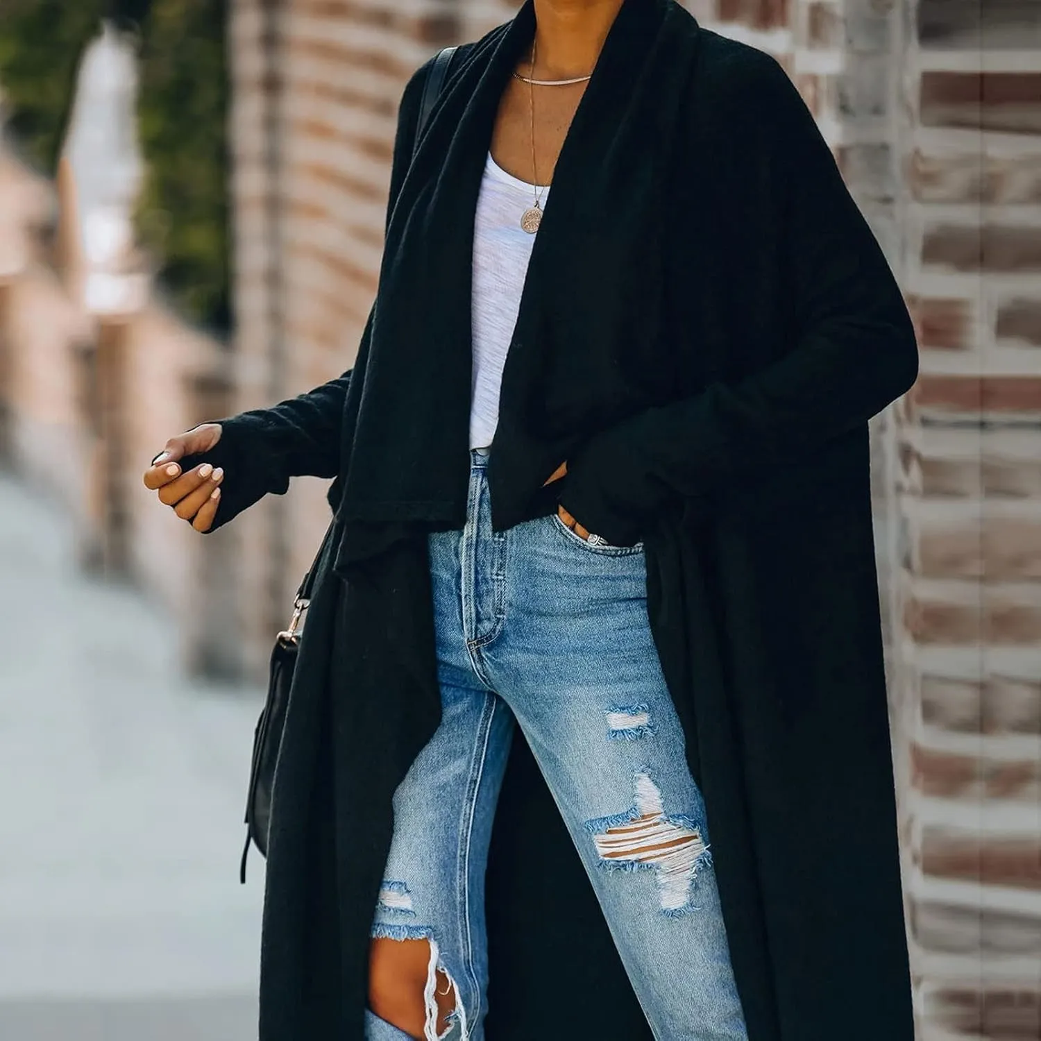 tuduoms Womens Plush Knit Long Cardigans Chunky Cozy Cardigan Sweaters Casual Pockets Draped Long Sleeve Open Front Kimono