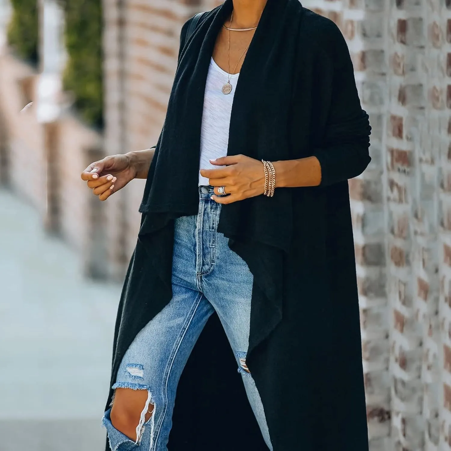 tuduoms Womens Plush Knit Long Cardigans Chunky Cozy Cardigan Sweaters Casual Pockets Draped Long Sleeve Open Front Kimono