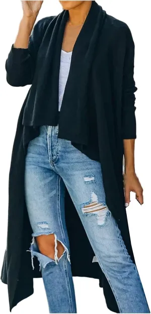 tuduoms Womens Plush Knit Long Cardigans Chunky Cozy Cardigan Sweaters Casual Pockets Draped Long Sleeve Open Front Kimono