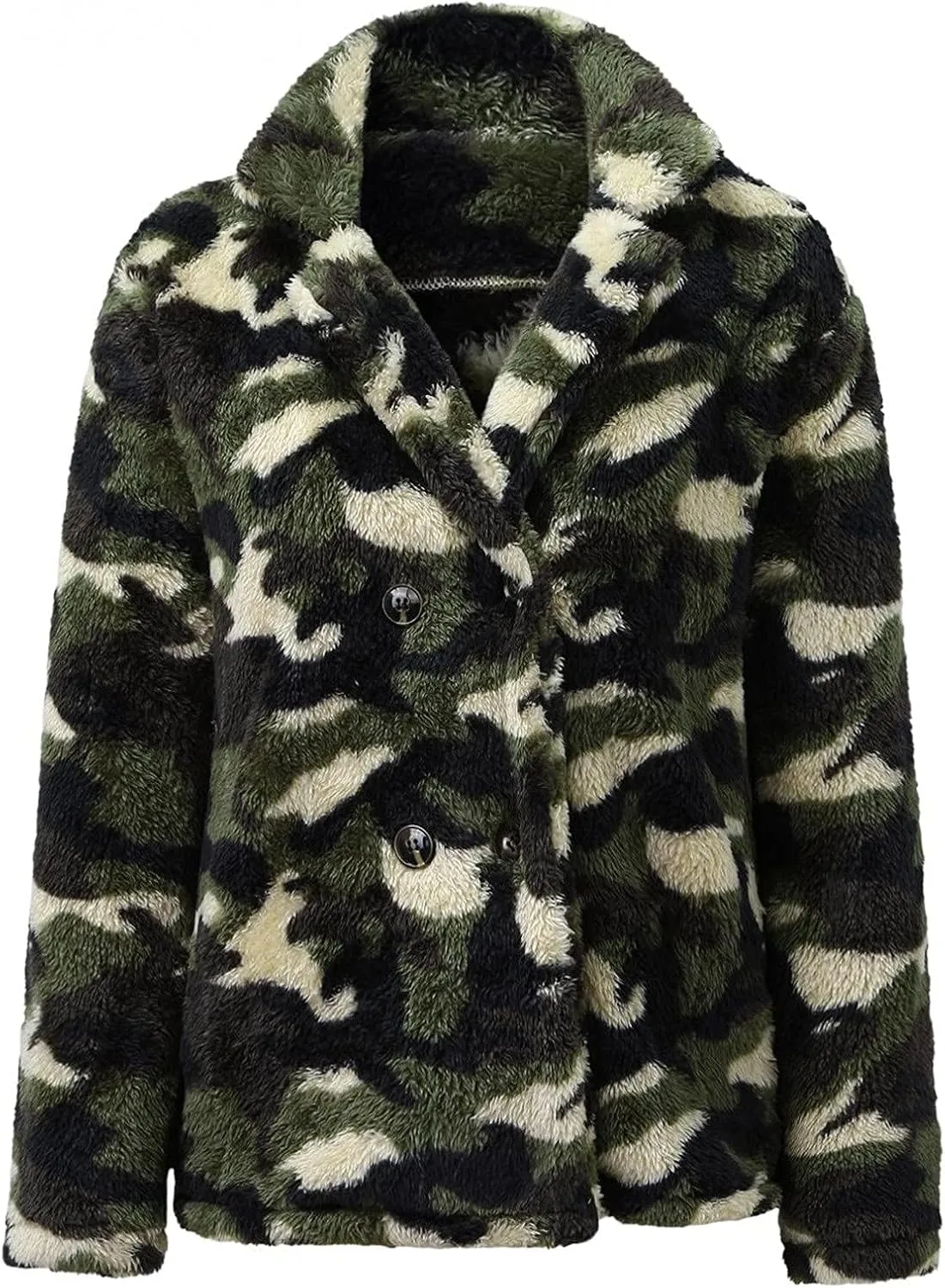 tuduoms Women's Wool Blend Coats Oversized Warm Fleece Shearling Jackets Como Tie Dye Print Button Down Outwear Teddy Coats