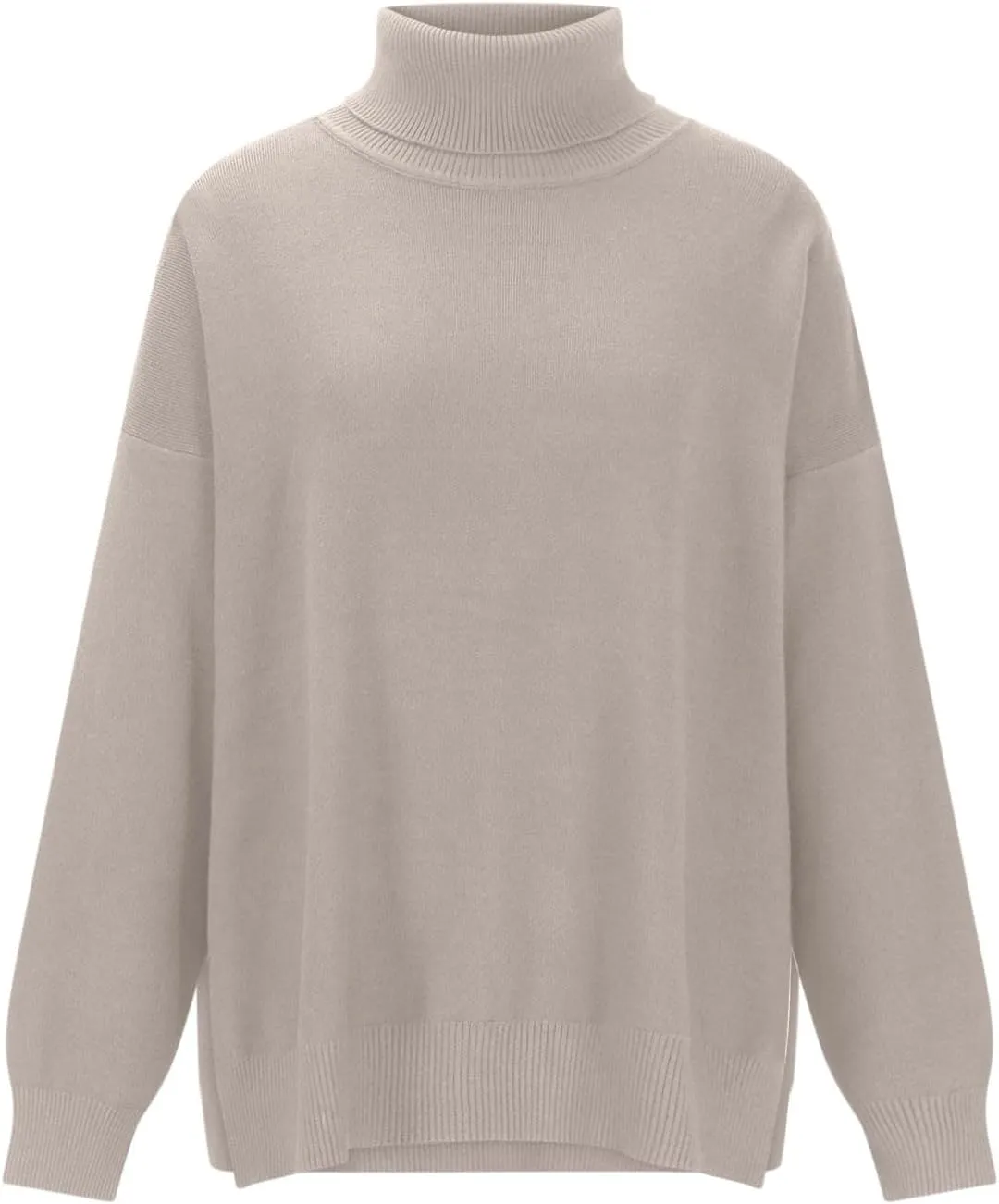 Turtleneck Sweater for Women Plus Size Fall 2024 Side Split Loose Pullover Tops Winter Solid Color Oversized Sweaters