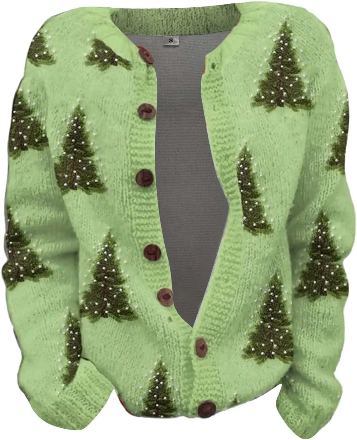 Ugly Christmas Sweater for Women Cute Xmas Open Front Button Down Sweater Cardigans Knitted Fall Outfit Winter Coat
