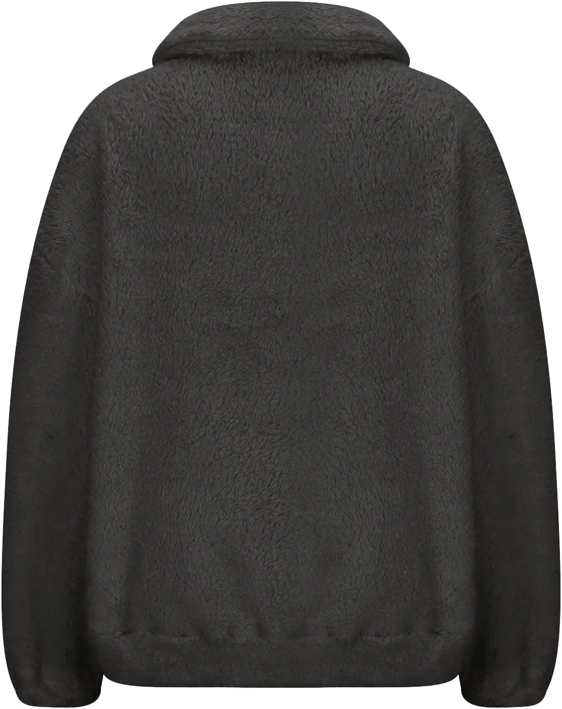 Uillui Womens Casual Sherpa Jacket Half Zip Fleece Pullover Oversized Cropped Sweatshirt Pockets Loose Fluffy Fuzzy Sweater
