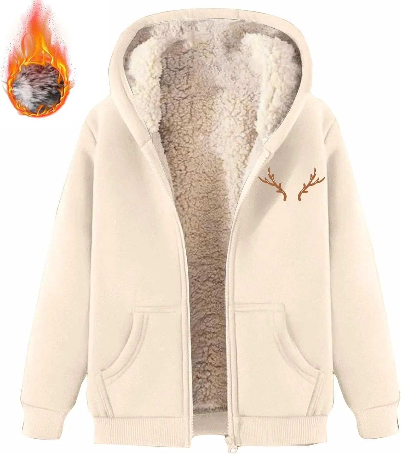 Unisex Fleece Winter Jackets Mens Sherpa Lined Warm Casual Y2K Jackets Oversize Cozy Loungwear Sport Workout Coats