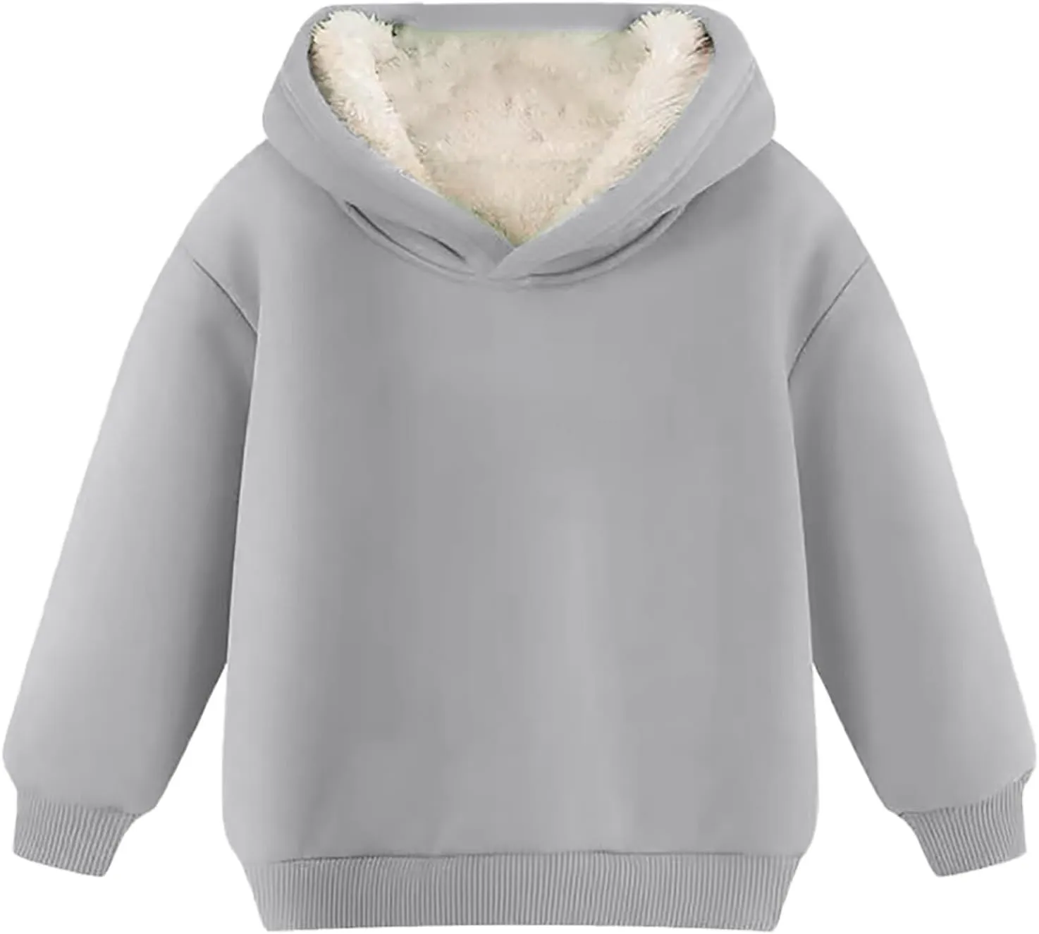 Unisex Sherpa Lined Hoodie Kids Fleece Pullover Flannel Sweatshirt Thick Sweatshirts Thermal Sweater Winter Warm Top