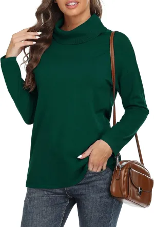 VIISHOW Women's Turtleneck Sweater Long Sleeve Cozy Warm Sweater Casual Lightweight Soft Pullover Jumper Tops