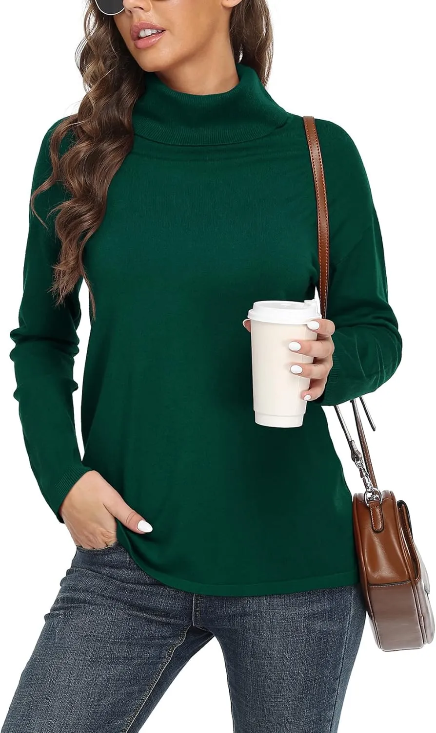 VIISHOW Women's Turtleneck Sweater Long Sleeve Cozy Warm Sweater Casual Lightweight Soft Pullover Jumper Tops
