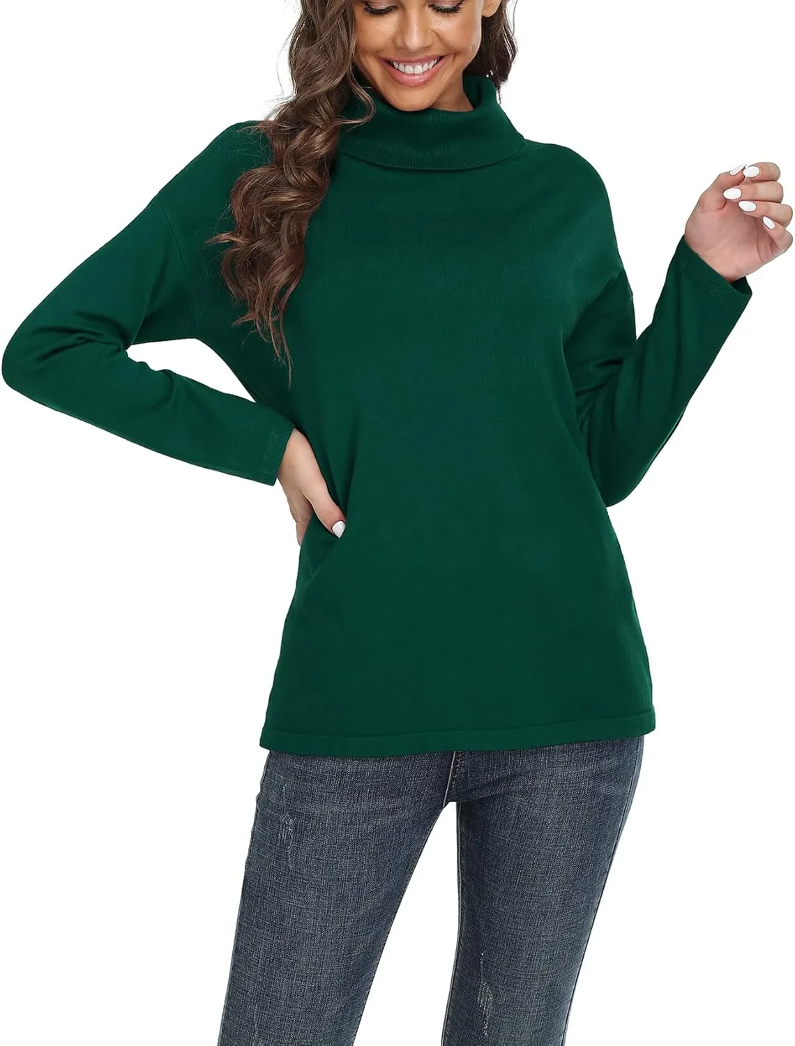 VIISHOW Women's Turtleneck Sweater Long Sleeve Cozy Warm Sweater Casual Lightweight Soft Pullover Jumper Tops