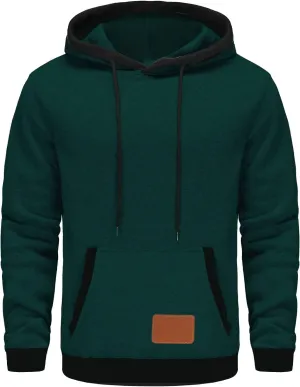 Wankang Mens Athletic Pullover Hoodies Color Block Long Sleeve Hooded Sweatshirts Casual Drawstring Tops with Kanga Pocket
