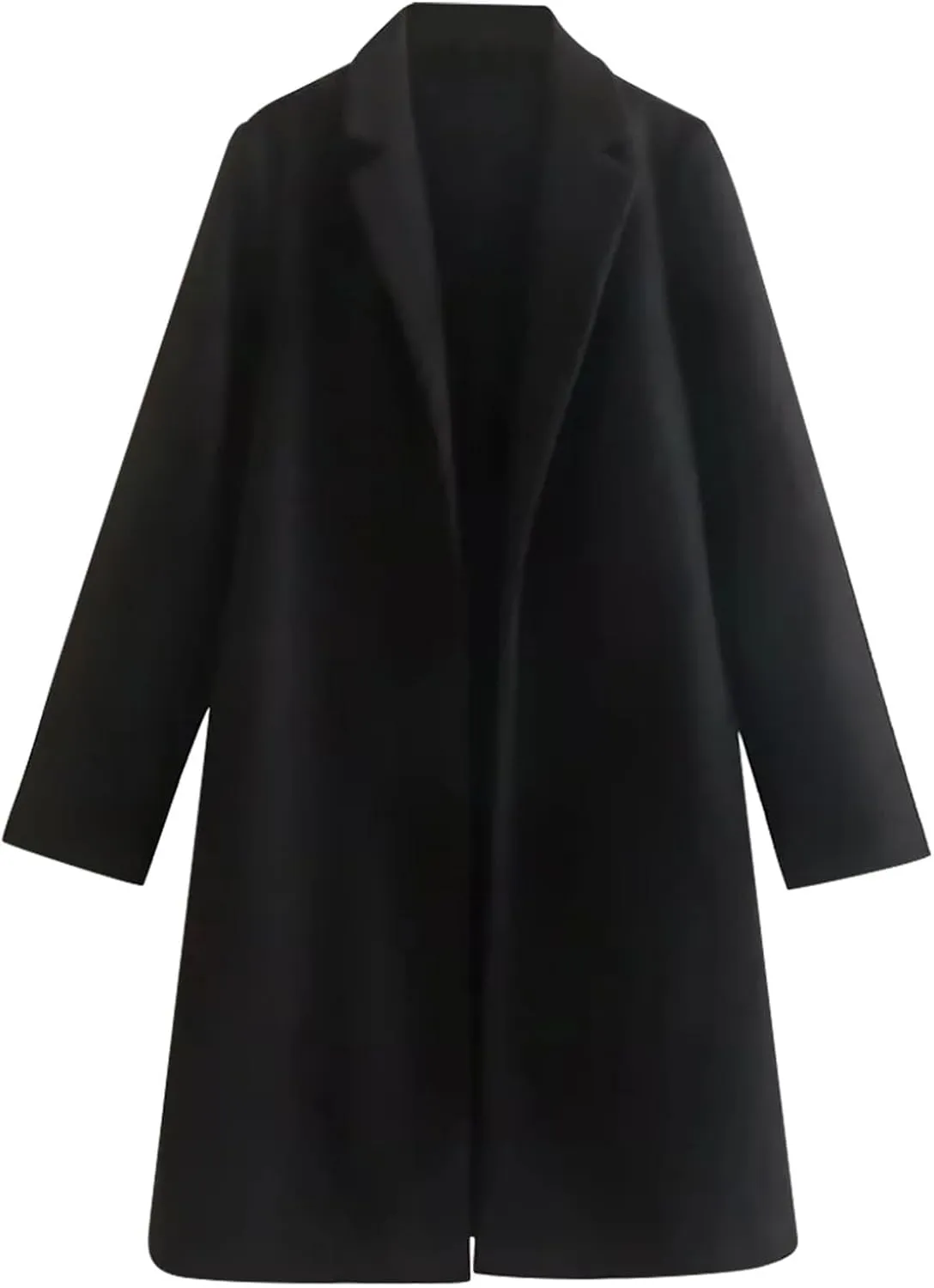 Winter Coats for Women 2024 New Wool Blend Peacoat Notched Lapel Collar Mid-Long Trench Coat Lounge Soild Cardigan