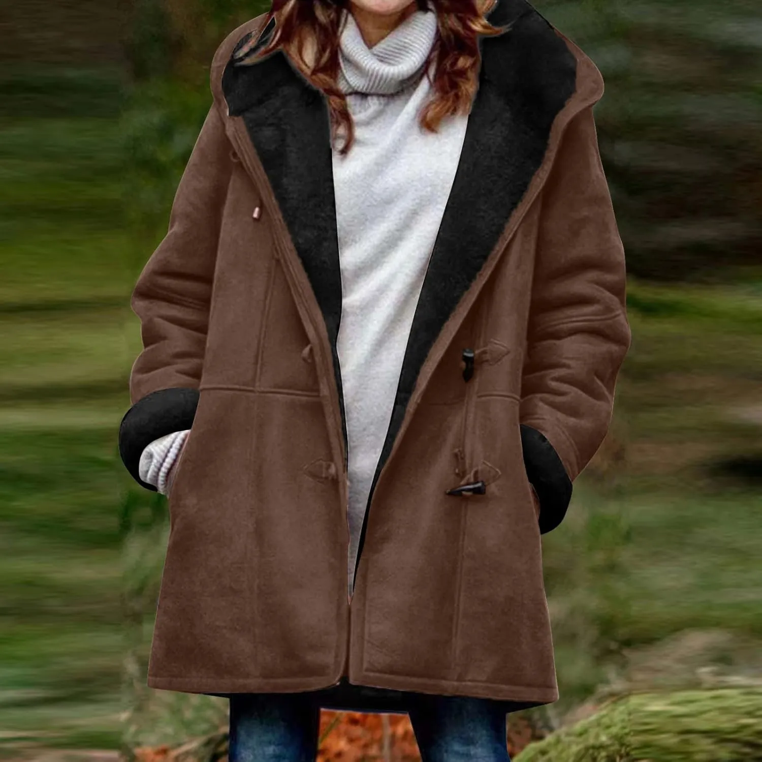 Winter Coats for Women 2024 Plus Size Fleece Lined Jackets Warm Button Down Fur Sherpa Lined Hooded Hoodies Outerwear