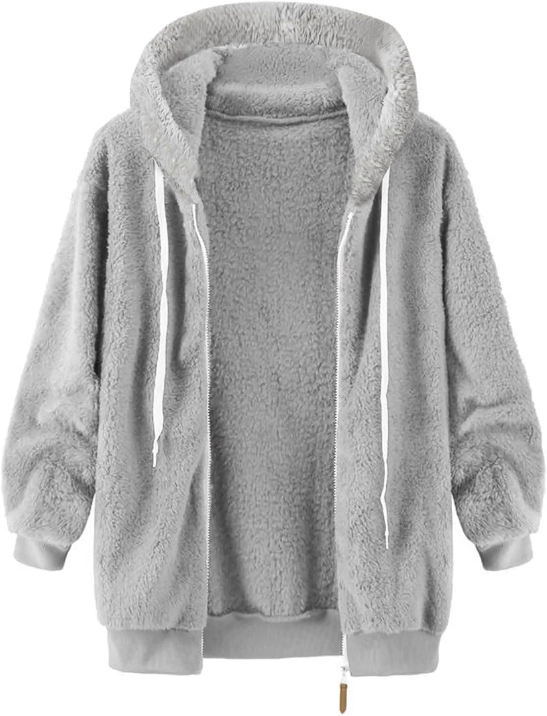 Winter Coats for Women 2024 Plus Size Fuzzy Sherpa Fleece Jackets Hooded Cardigan Warm Cozy Outerwear with Pockets