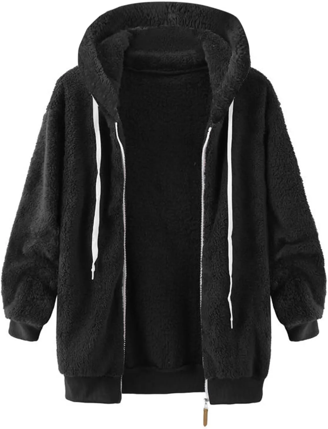 Winter Coats for Women 2024 Plus Size Fuzzy Sherpa Fleece Jackets Hooded Cardigan Warm Cozy Outerwear with Pockets