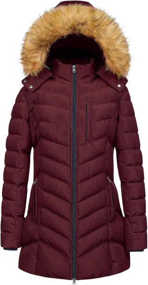 Winter Coats for Women Fashion Slim Hooded Puffer Jacket Lightweight Long Sleeve Quilted Coat Outdoor Hiking Clothes