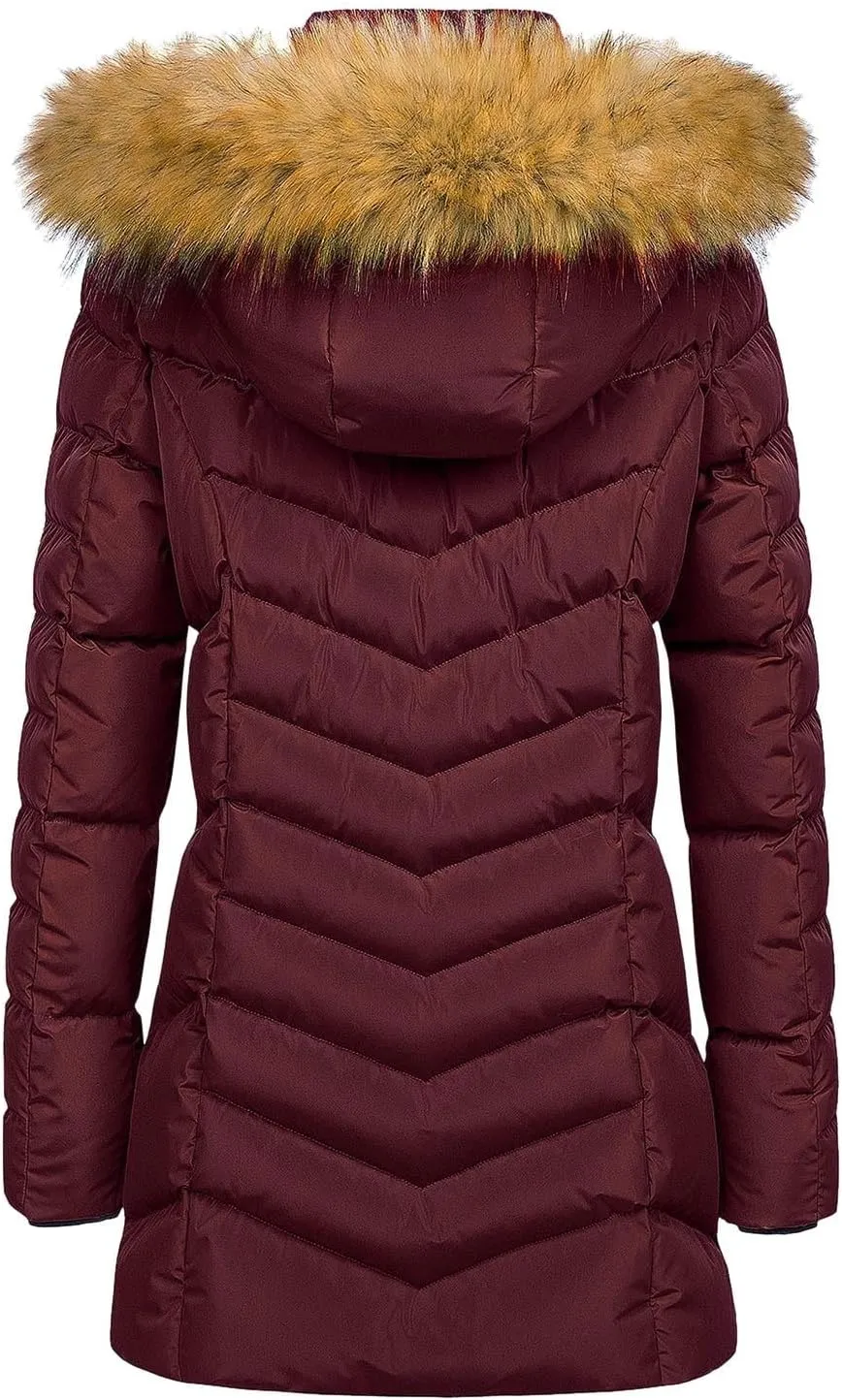 Winter Coats for Women Fashion Slim Hooded Puffer Jacket Lightweight Long Sleeve Quilted Coat Outdoor Hiking Clothes