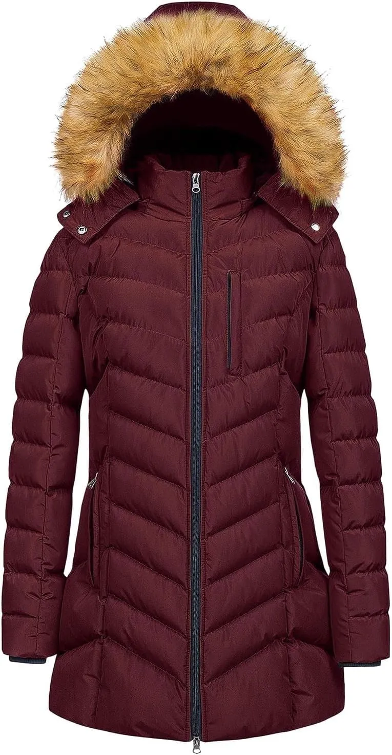 Winter Coats for Women Fashion Slim Hooded Puffer Jacket Lightweight Long Sleeve Quilted Coat Outdoor Hiking Clothes