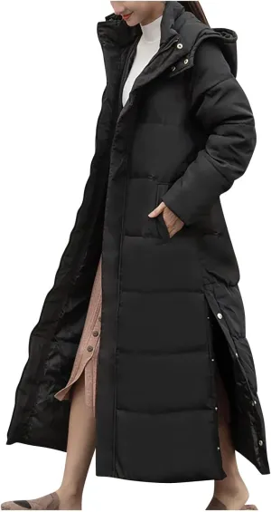 Winter Coats for Women Plus Size Long Quilted Jakcets Hooded Puffer Jacket Thicken Down Coats Padded Outerwear Overcoat
