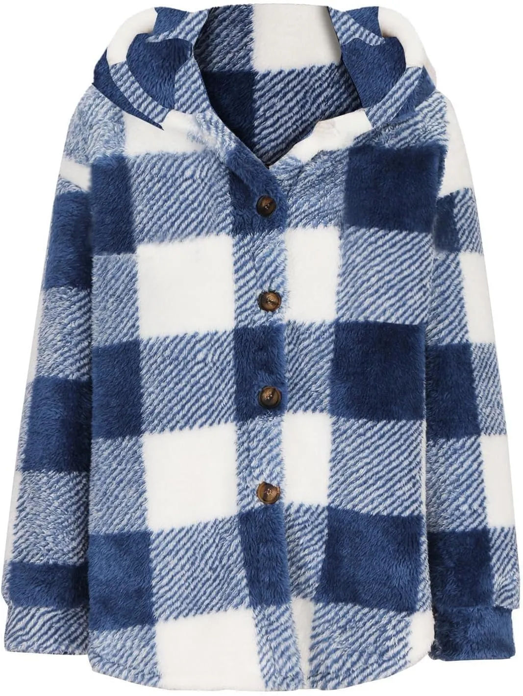 Winter Fleece Jacket for Women Zip Up Stand Collar Coats with Pockets Fleece Jacket Hooded Long Sleeve Outerwear