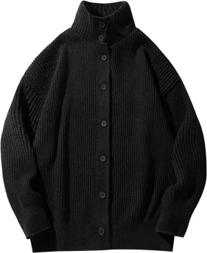 Winter Sweaters for Men Button Down Open Front Cardigan Plus Size Cardigan Sweater Lapel Knit Sweater Casual Sweaters