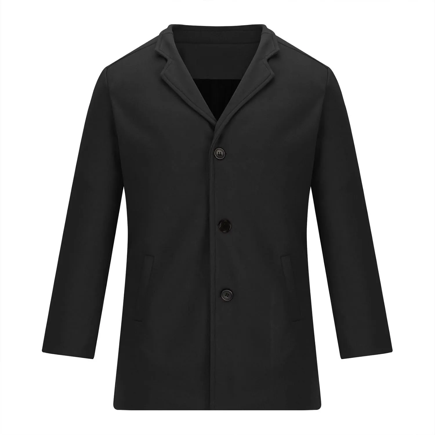 Winter Trench Coat for Men Big and Tall Pea Coats Single Breasted Wool Trench Coat Notch Collar Trench Coat