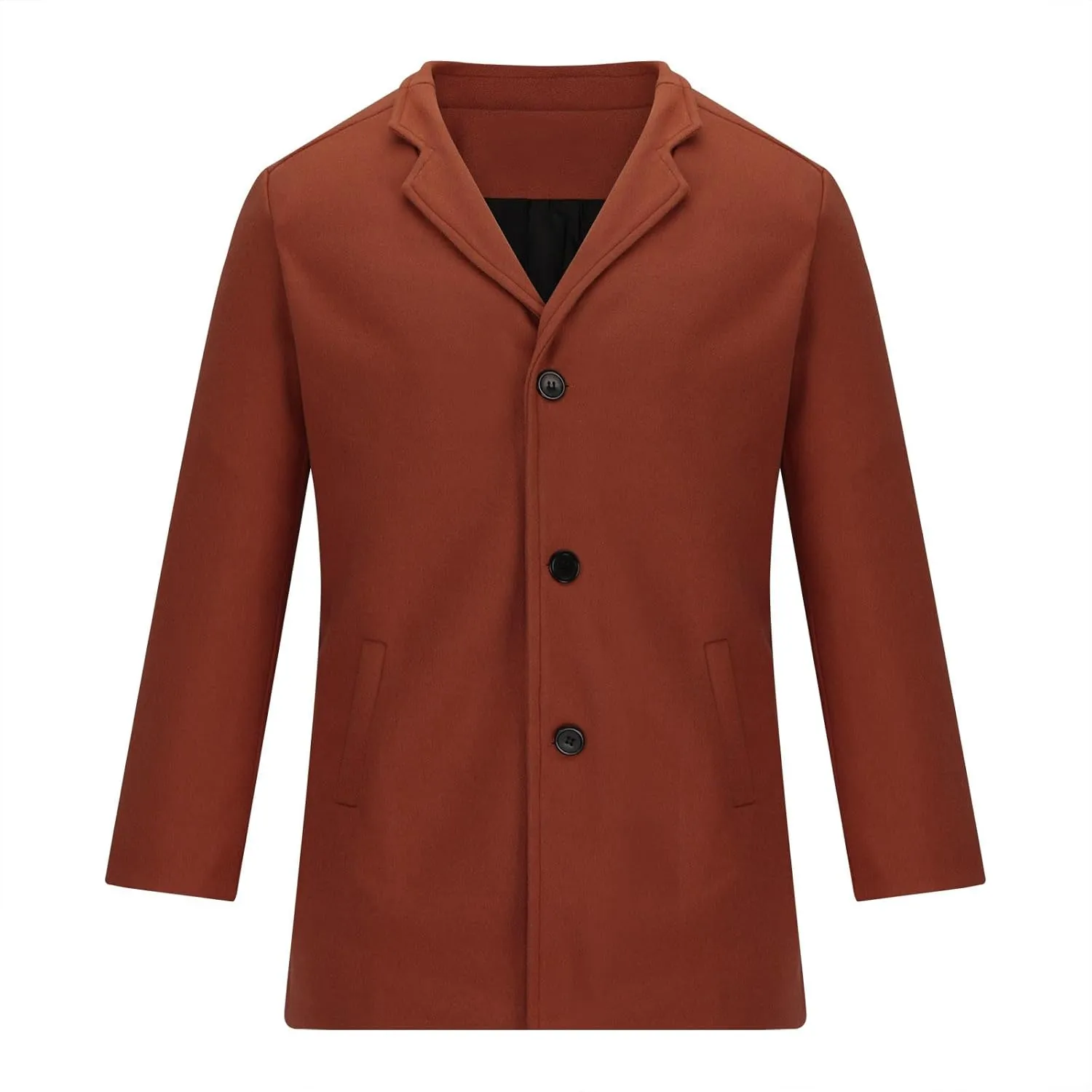 Winter Trench Coat for Men Big and Tall Pea Coats Single Breasted Wool Trench Coat Notch Collar Trench Coat