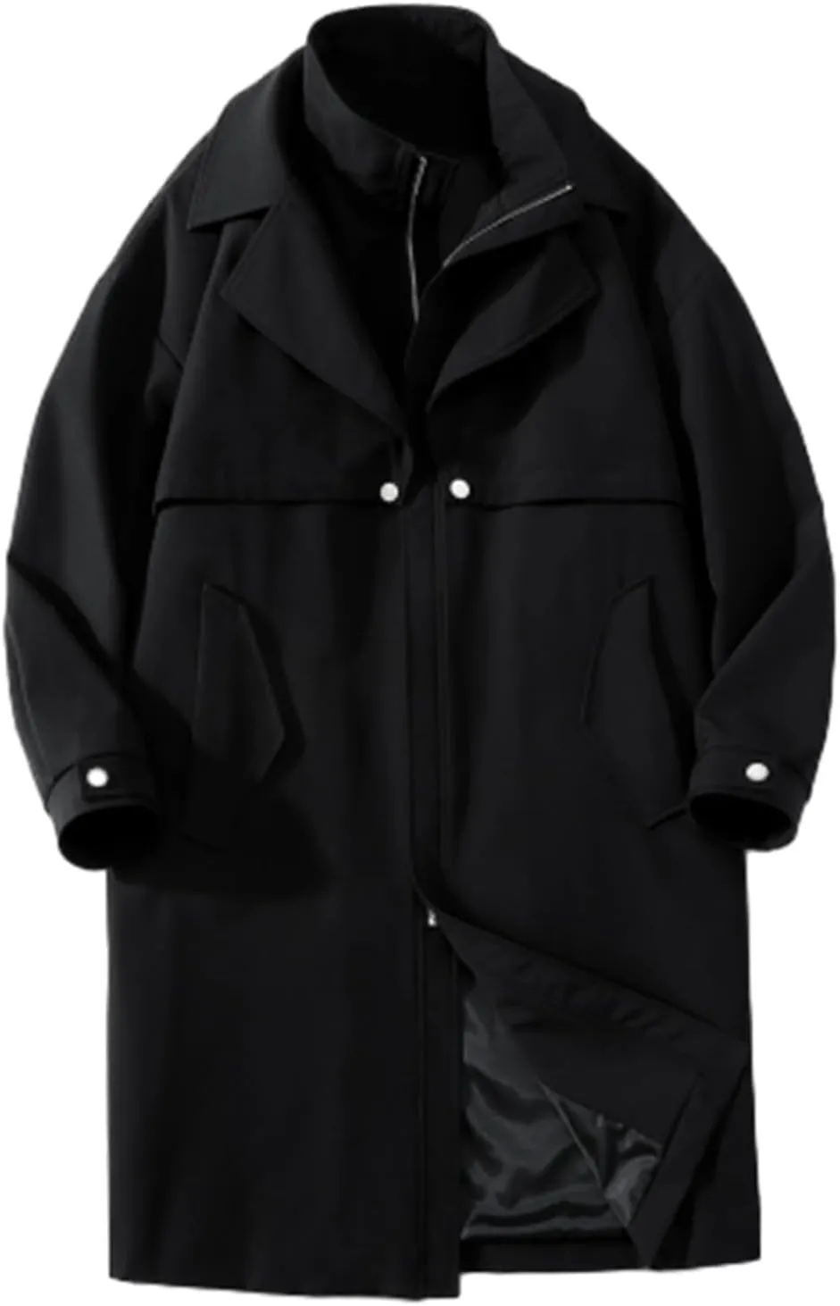 Winter Trench Coat for Men Big and Tall Wool Coat Long Pea Coat Notch Collar Cardigan Button Down Trench Coat