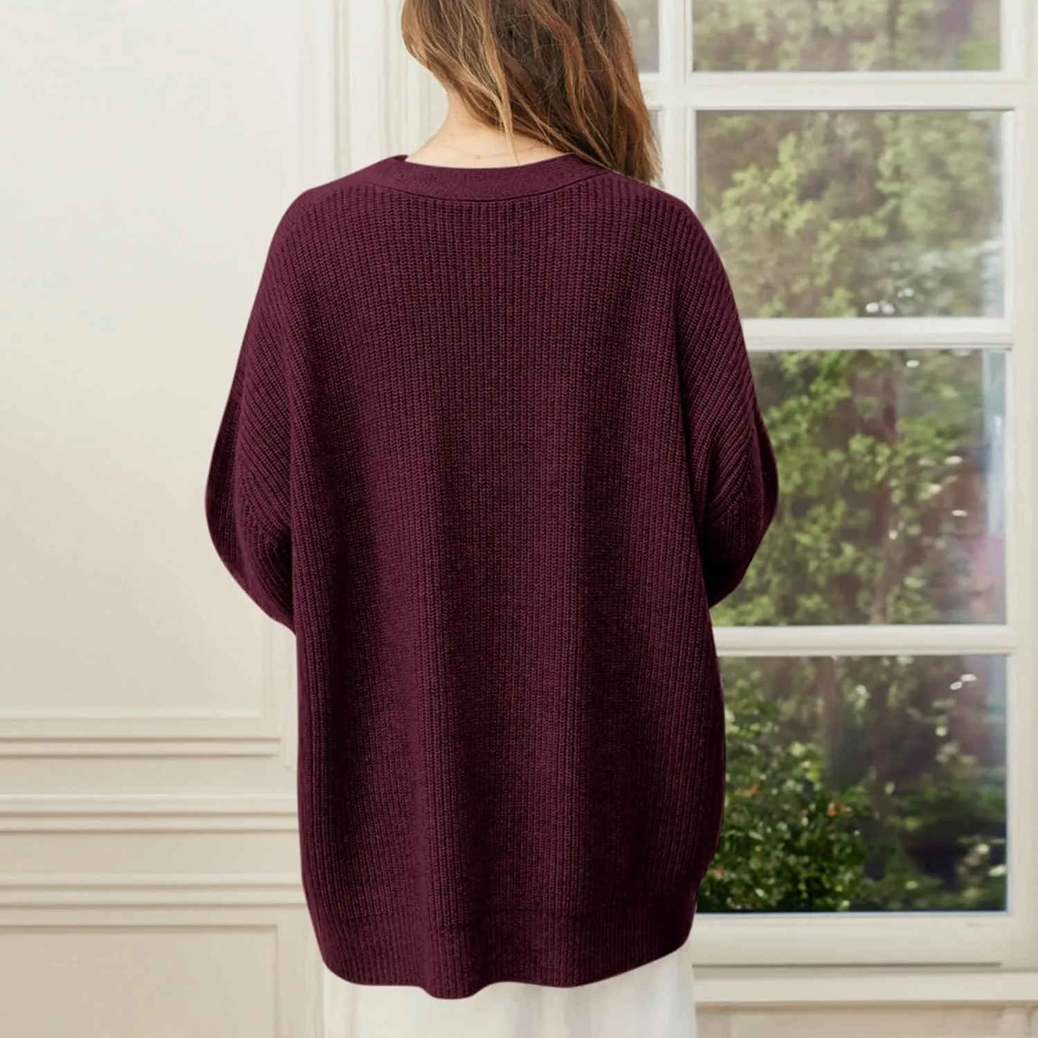 Women Cashmere Cocoon Cardigan Open Front Oversized Button Down Chunky Cardigan V Neck Cardigans Sweaters Knit Coat