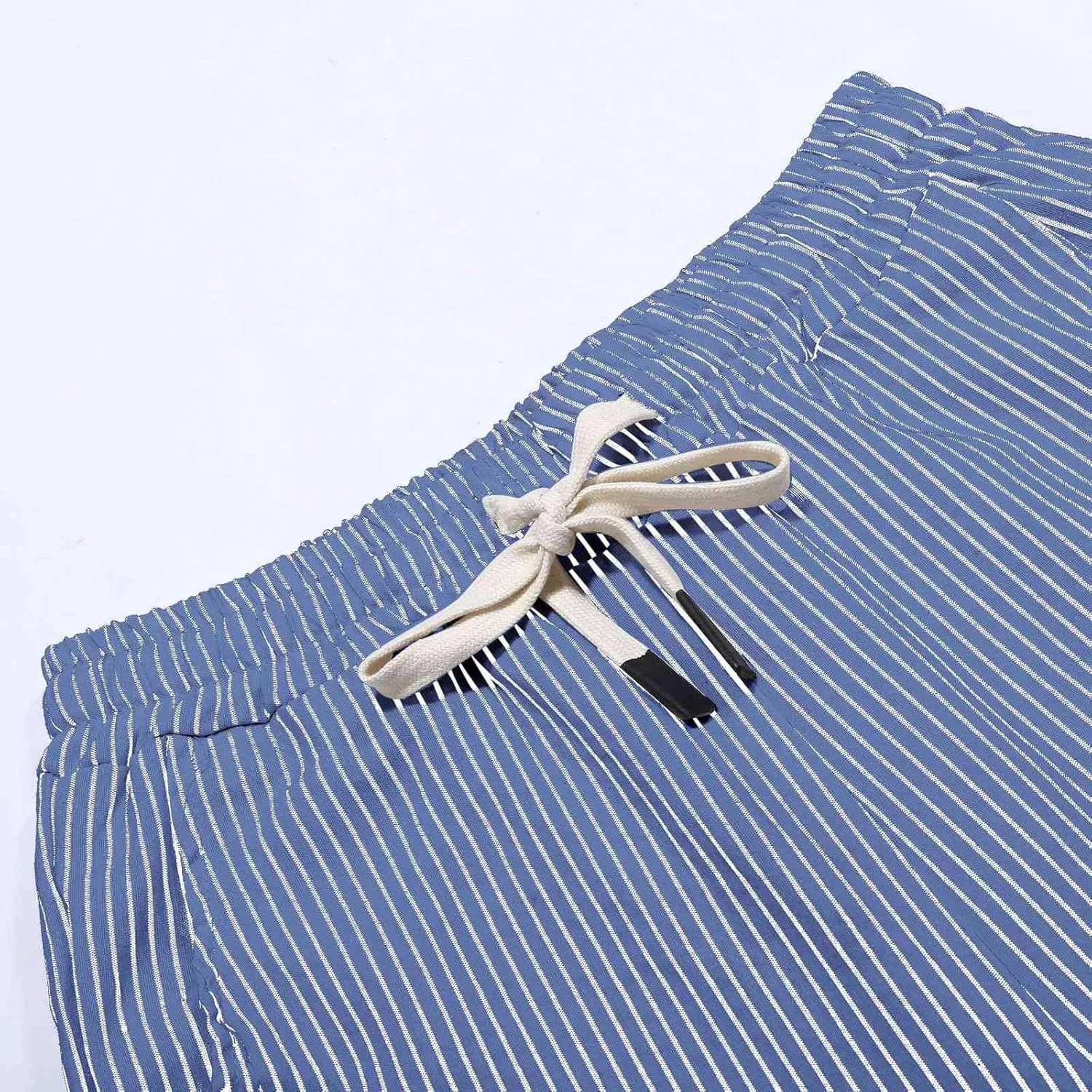 Women Casual Striped Linen Pants Trendy Wide Leg Side Button Trouser Office Work Relaxed Business Dressy Casual Pant