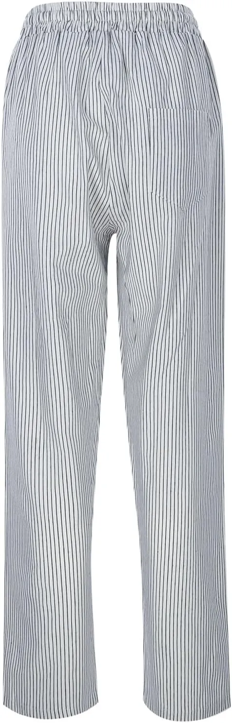Women Casual Striped Linen Pants Trendy Wide Leg Side Button Trouser Office Work Relaxed Business Dressy Casual Pant