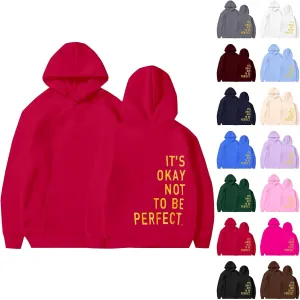 Women Daily Basic Hoodies Oversized Back Letter Print Loose Long Sleeve Hooded Sweatshirt Drop Shoulder Pullovers Top