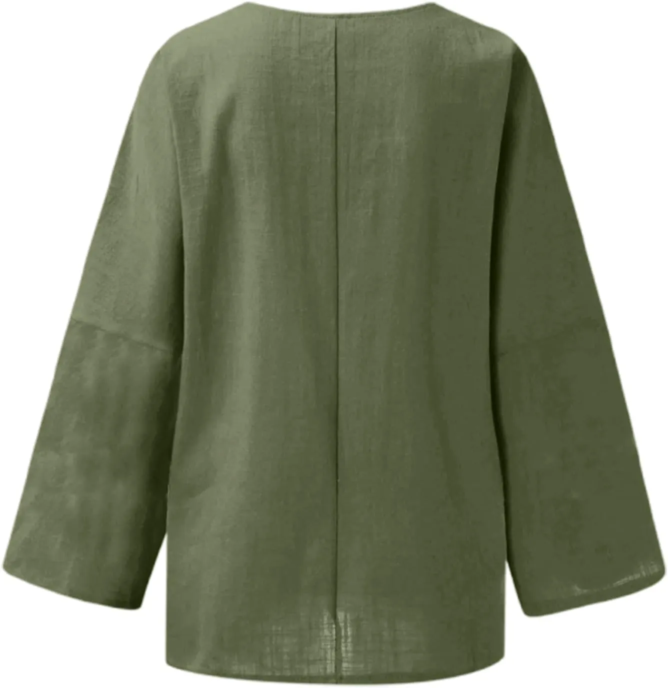 Women Linen Shirts V Neck Button Down Blouses Floral Print Dressy Tee Shirt Long Sleeve Loose Tunic Tops