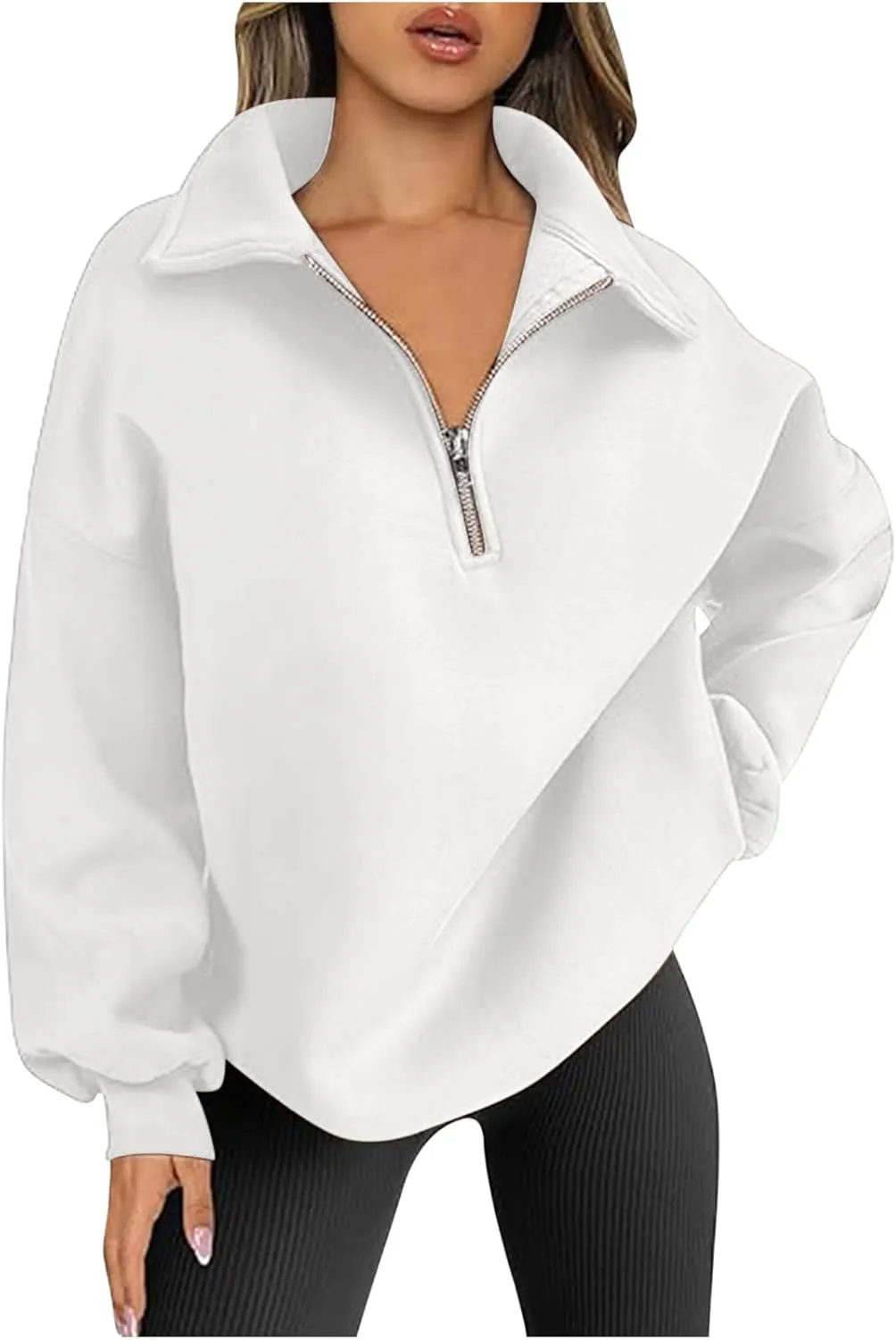 Women Oversized Hoodies Sweatshirt Half Zip Long Sleeve Fleece Pullover Top 2024 Fall Trendy Teen Girl Preppy Clothes