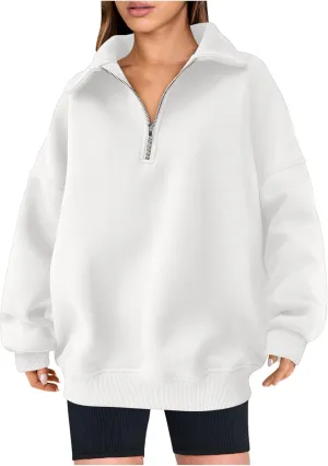 Women Oversized Hoodies Sweatshirt Half Zip Long Sleeve Fleece Pullover Top 2024 Fall Trendy Teen Girl Preppy Clothes
