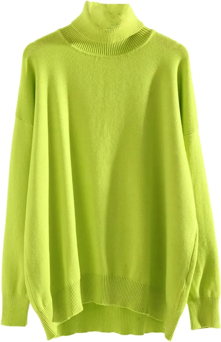 Women Oversized Turtleneck Sweater Oversized Pullovers Loose Tops Jumpers Warm Sweaters