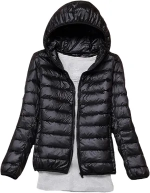 Women Quilted Lightweight Jackets Hooded Warm Winter Coats Packable Puffer Jackets Casual Short Down Coats Outerwear