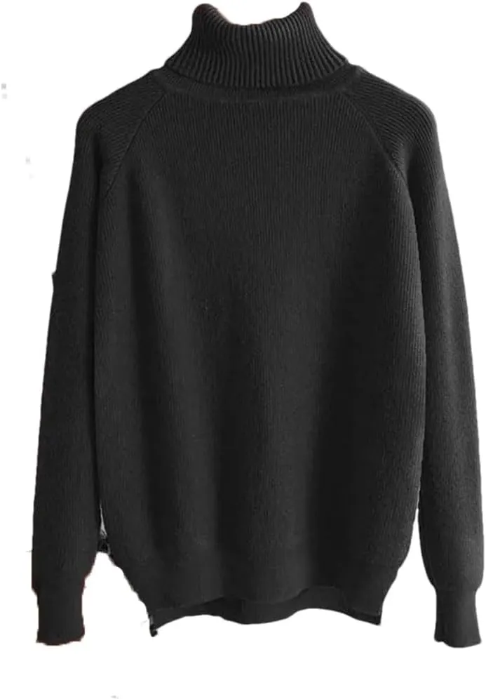 Women Thick Turtleneck Oversize Sweater Pullover Warm Loose Knitted Basic Sweaters