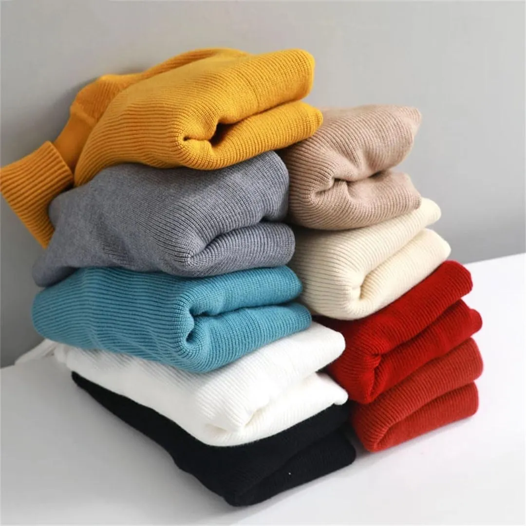 Women Thick Turtleneck Oversize Sweater Pullover Warm Loose Knitted Basic Sweaters