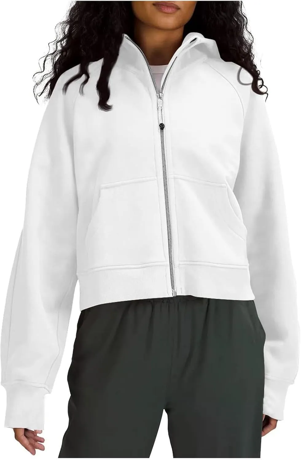 Women Zip Up Hoodies Y2k Cropped Sweatshirt Trendy Fleece Jacket Casual Collared Blouse Lightweight Long Sleeve Tops