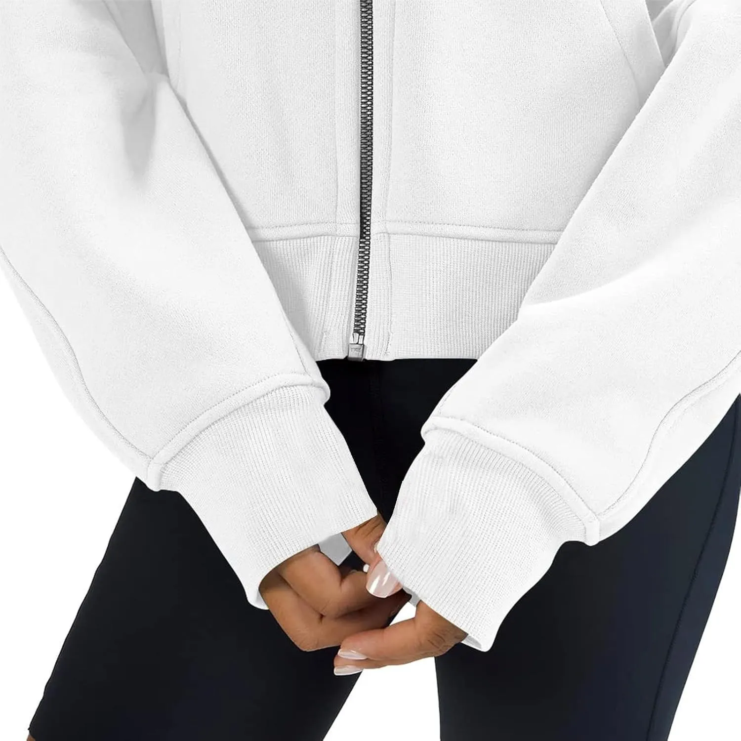 Women Zip Up Hoodies Y2k Cropped Sweatshirt Trendy Fleece Jacket Casual Collared Blouse Lightweight Long Sleeve Tops